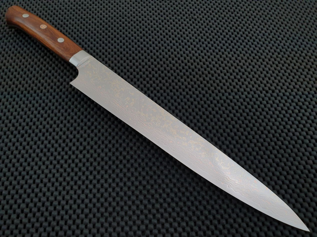 Takeshi Saji Rainbow Damascus Sujihiki Knife