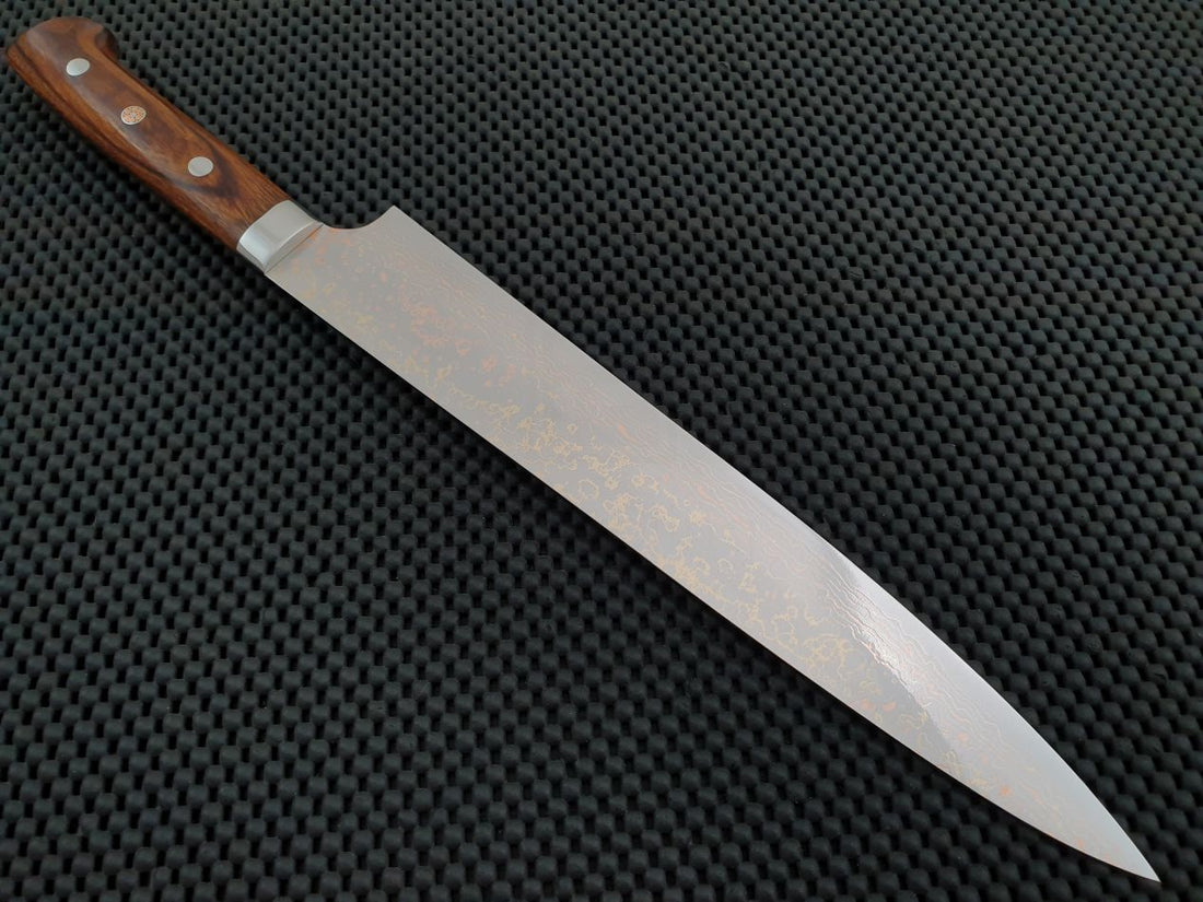 Takeshi Saji Rainbow Damascus Sujihiki Knife