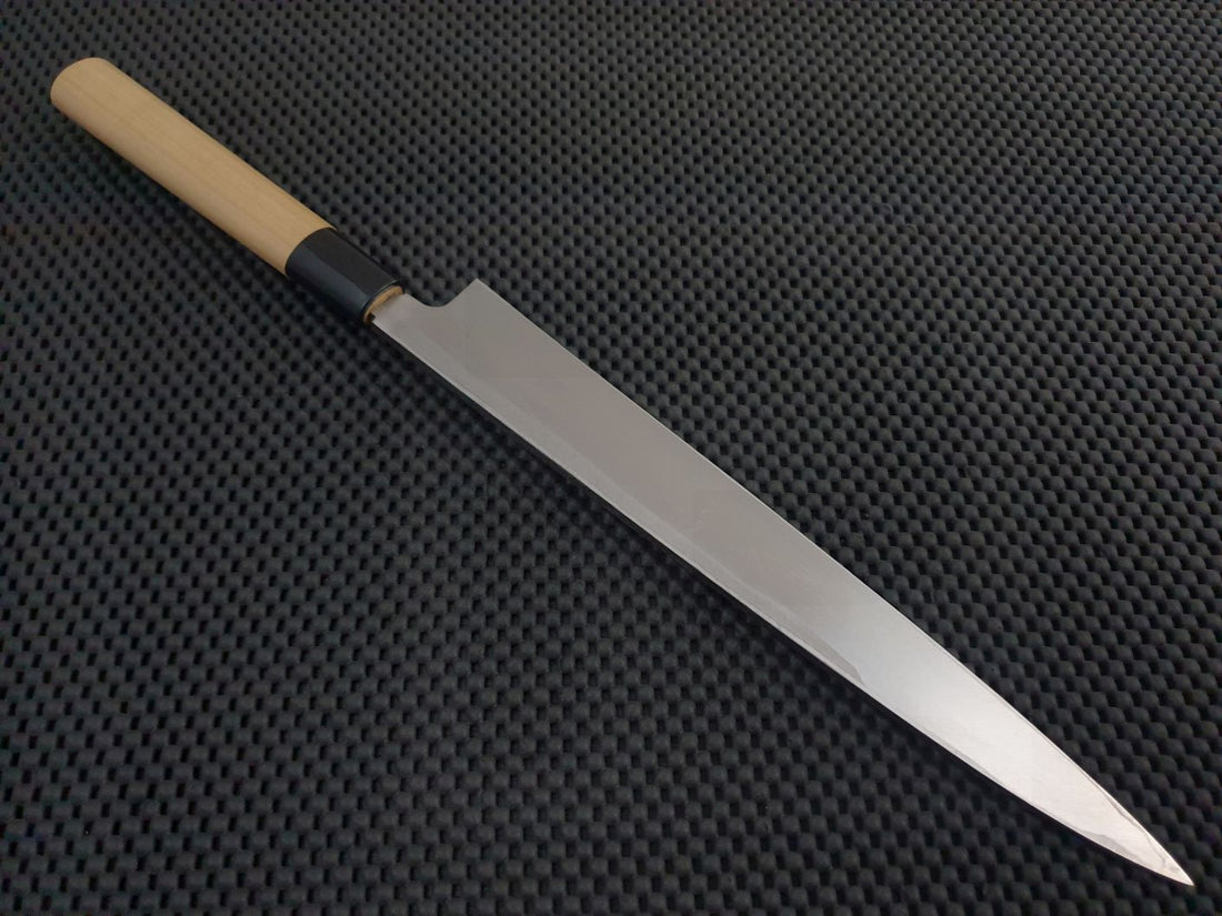 Hammer Finished Tsuchime Yanagiba Japanese Single Bevel Slicing Knife Sydney Australia 
