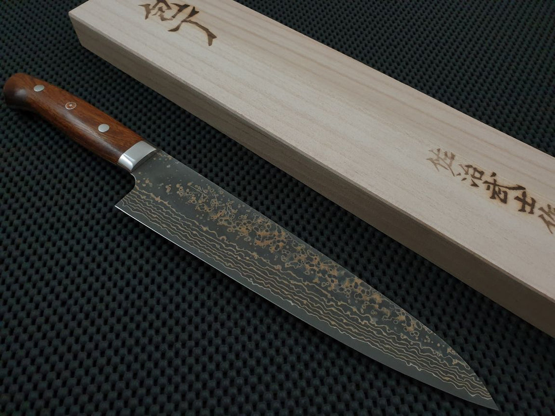 Takeshi Saji Gold Damascus Gyuto Knife