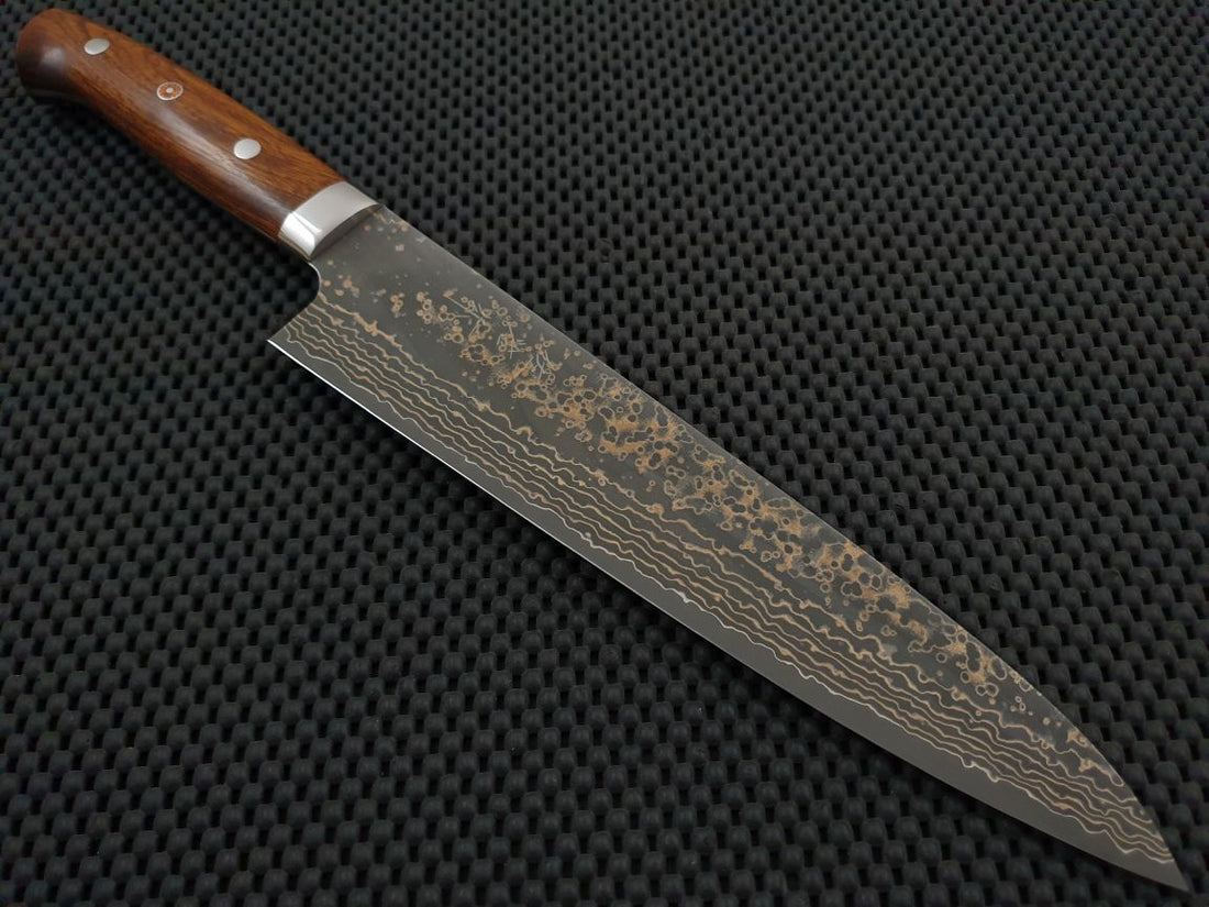 Takeshi Saji Gold Damascus Gyuto Knife