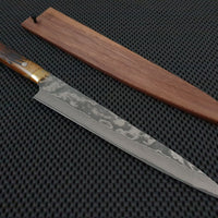 Takeshi Saji | Nickel Damascus 240 Sujihiki Knife (w/ Walnut Saya)