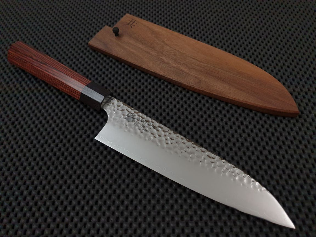 Seki Kanetsugu Tsuchime | 170 Santoku Knife (w/ Walnut Saya)