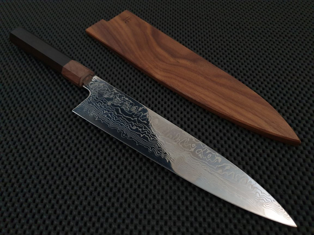 Sukenari Ginsan Damascus | 240 Gyuto Knife (Ebony)
