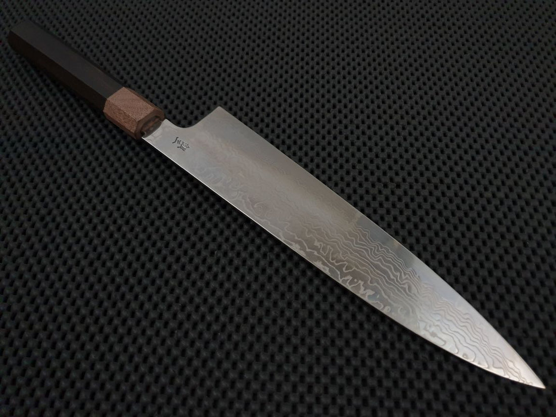Sukenari Ginsan Damascus | 240 Gyuto Knife (Ebony)