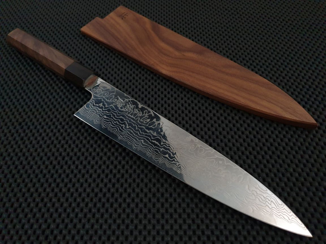 Sukenari Ginsan Damascus | 240 Gyuto Knife (Walnut)