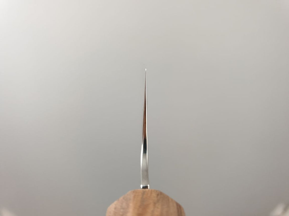 Sukenari ZDP Damascus | 195 Santoku Knife (Ebony) -w/Saya