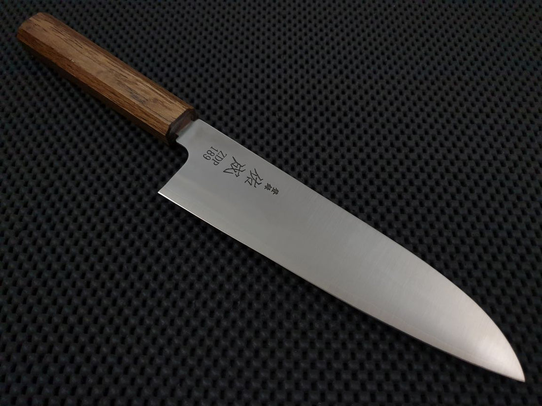 Sukenari ZDP Migaki | 195 Santoku Knife (KMT Oak)

