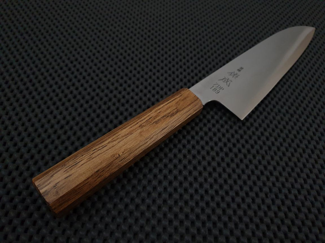 Sukenari ZDP Migaki | 195 Santoku Knife (KMT Oak)
