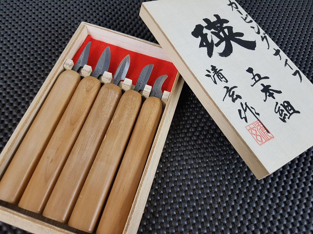 Kawasei Japanese Carving Chisels | EI-5 Premium Wood Carving Set (5 Pi ...