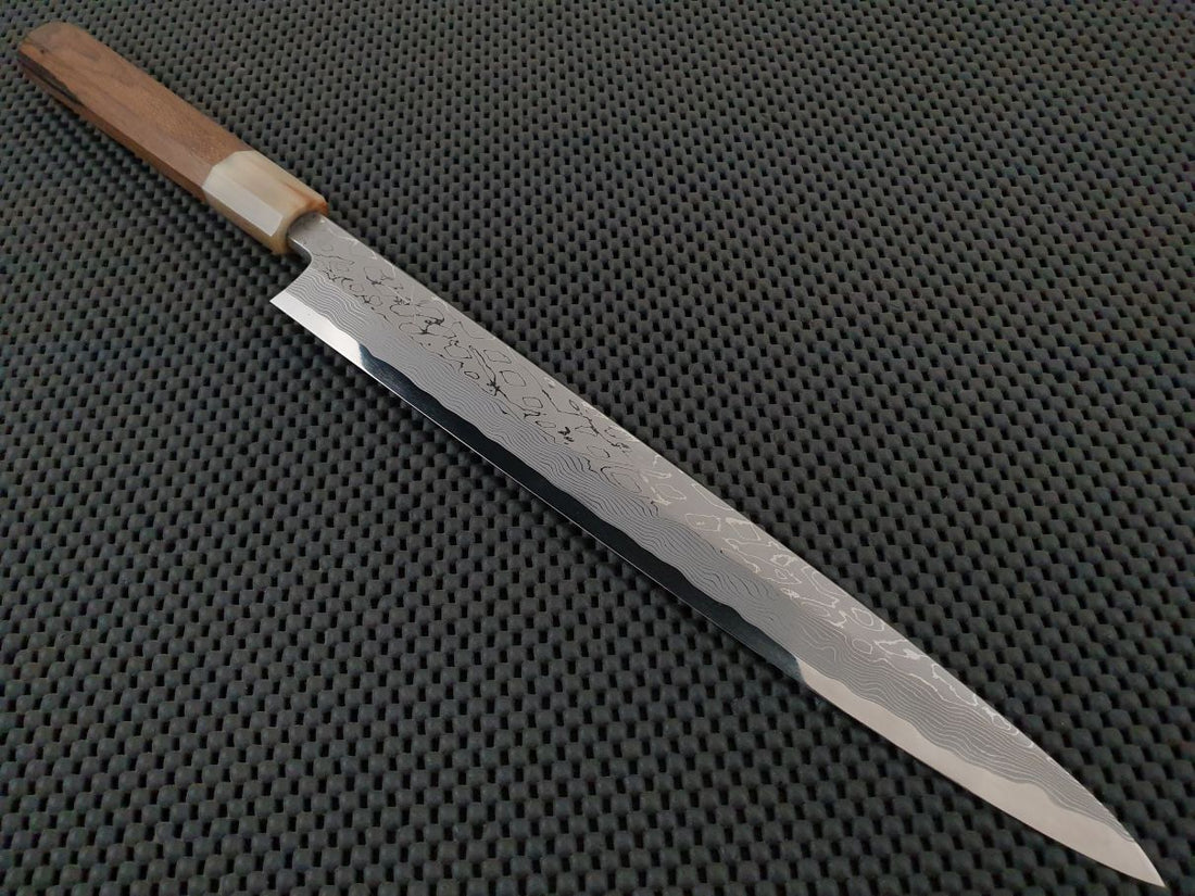 Hitohira Damascus Yanagiba Slicing Knife