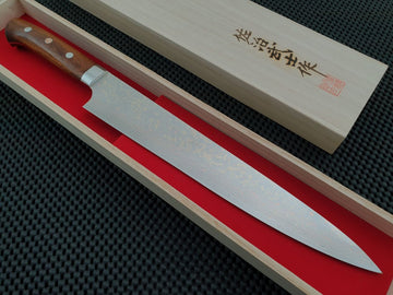 Takeshi Saji Rainbow Damascus Sujihiki Knife