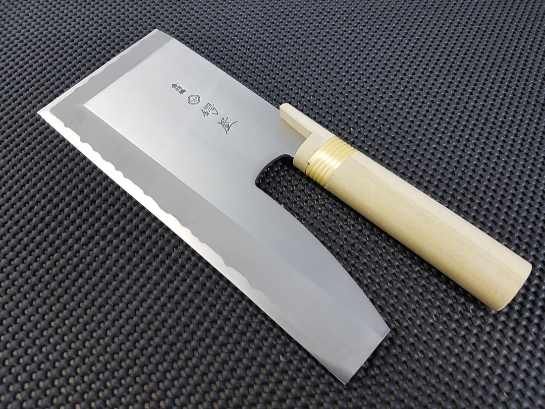 Menkiri (Noodle Knife) Molybdenum Polished Black wood Handle 330mm